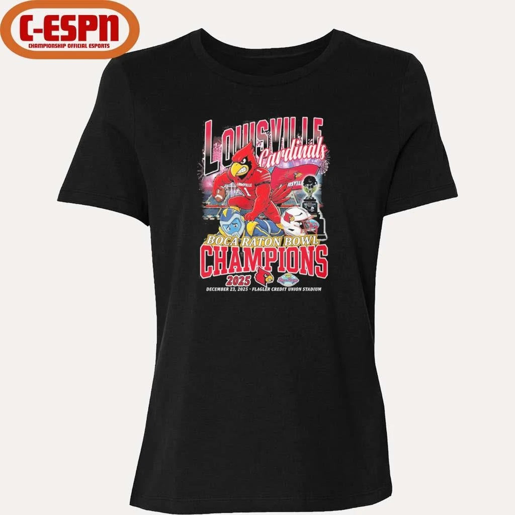 Official Louisville Cardinals Mascot 2025 Boca Raton Bowl Champions Shirt