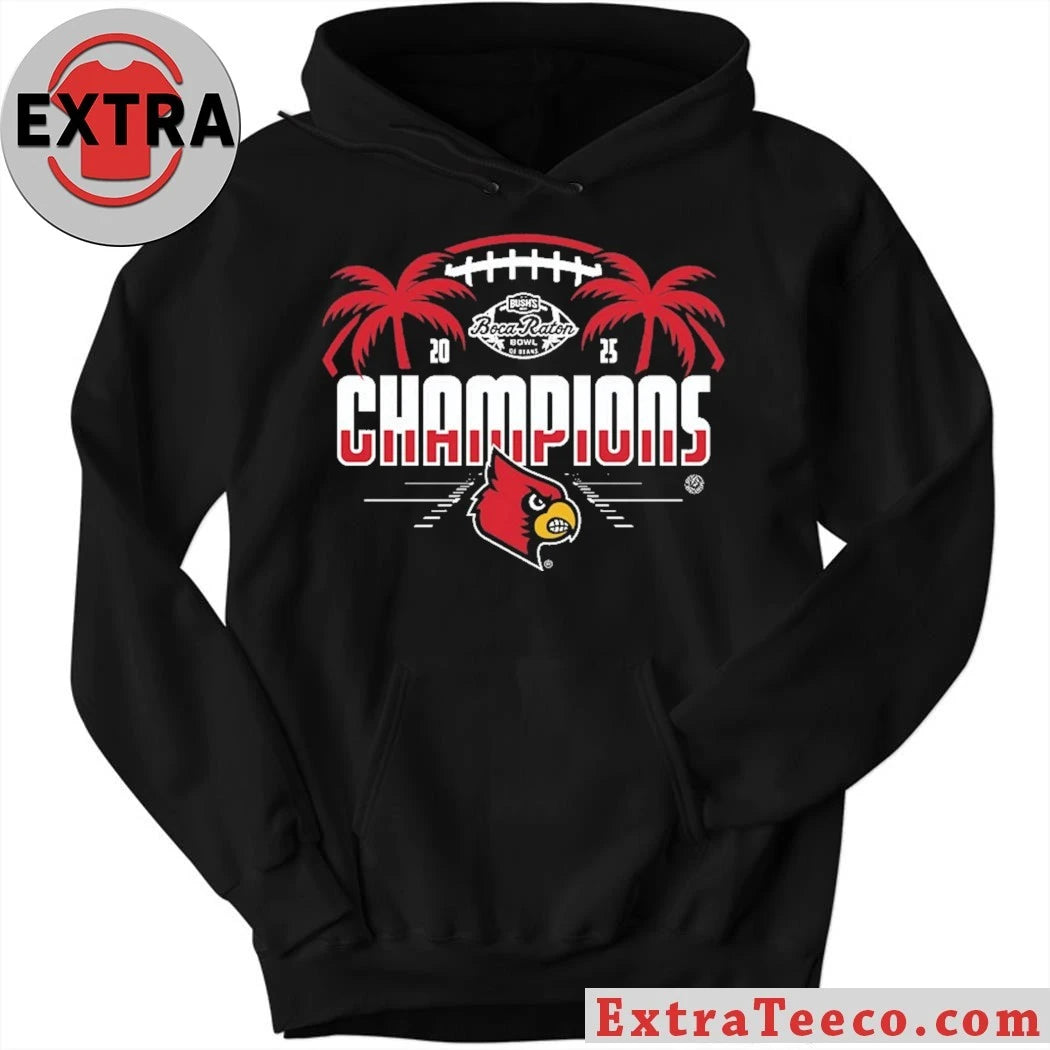 Official Louisville Cardinals NCAA 2025 Football Bush’s Boca Raton Bowl Of Beans Champions Logo Shirt