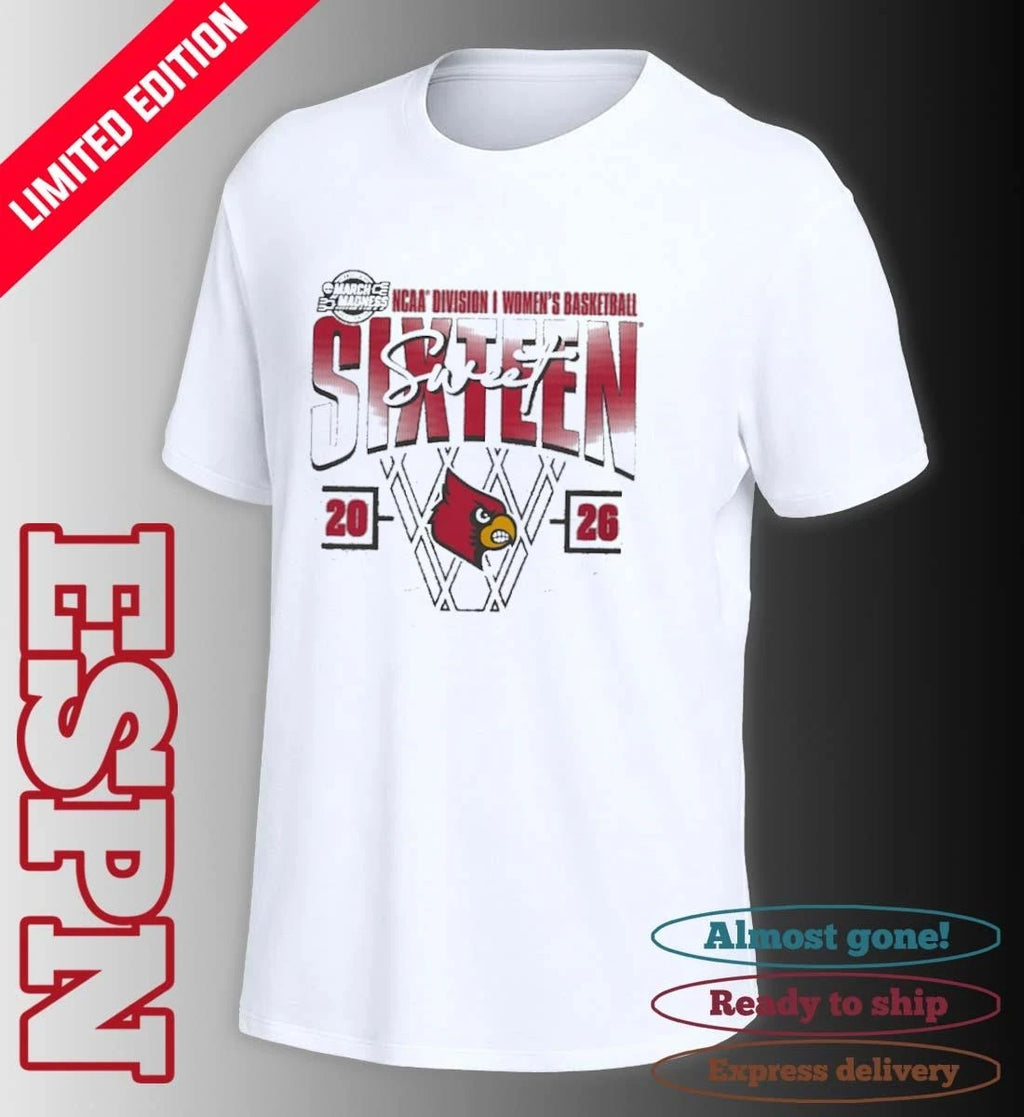 Official Louisville Cardinals Women’s Basketball Sweet 16 Court Shot T-Shirt