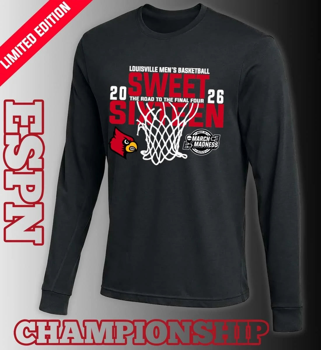 Official Louisville Men’s Basketball 2026 Sweet Sixteen The Road To The Final Four Shirt