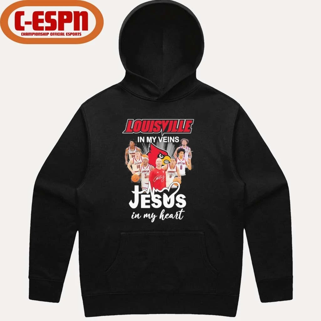 Official Louisville Men’s Basketball In My Veins Jesus In My Heart Shirt