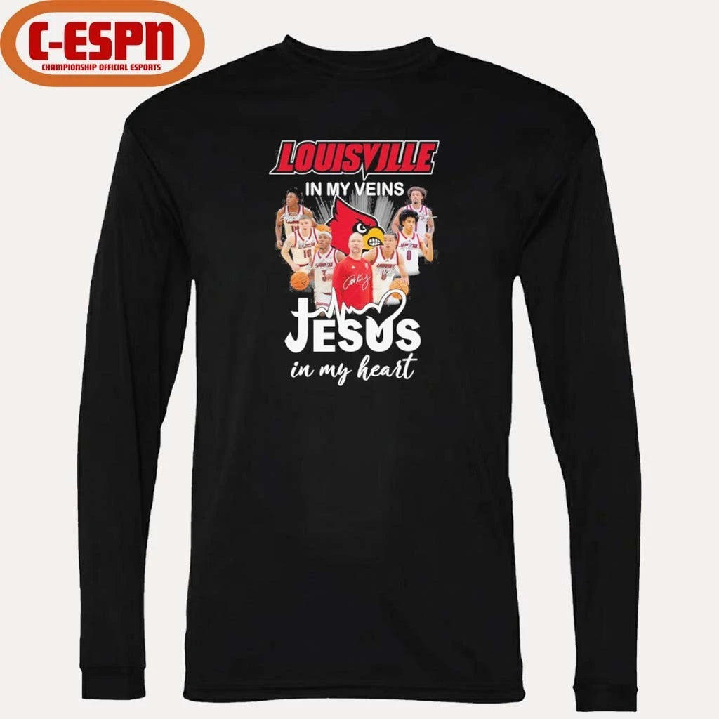 Official Louisville Men’s Basketball In My Veins Jesus In My Heart Shirt