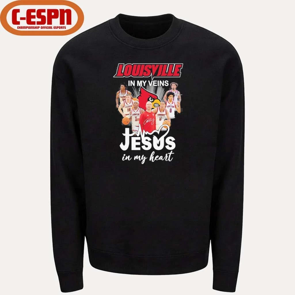 Official Louisville Men’s Basketball In My Veins Jesus In My Heart Shirt