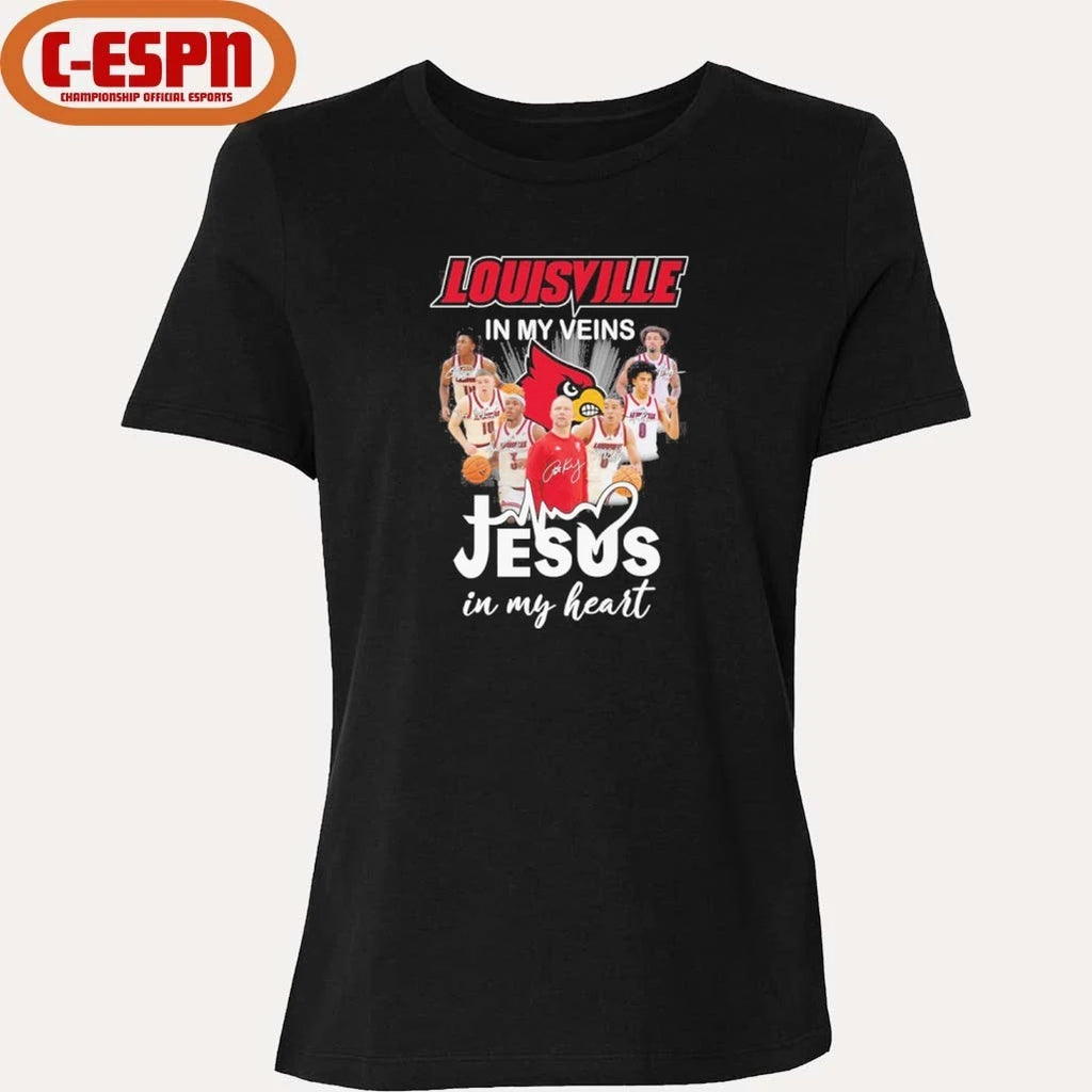 Official Louisville Men’s Basketball In My Veins Jesus In My Heart Shirt