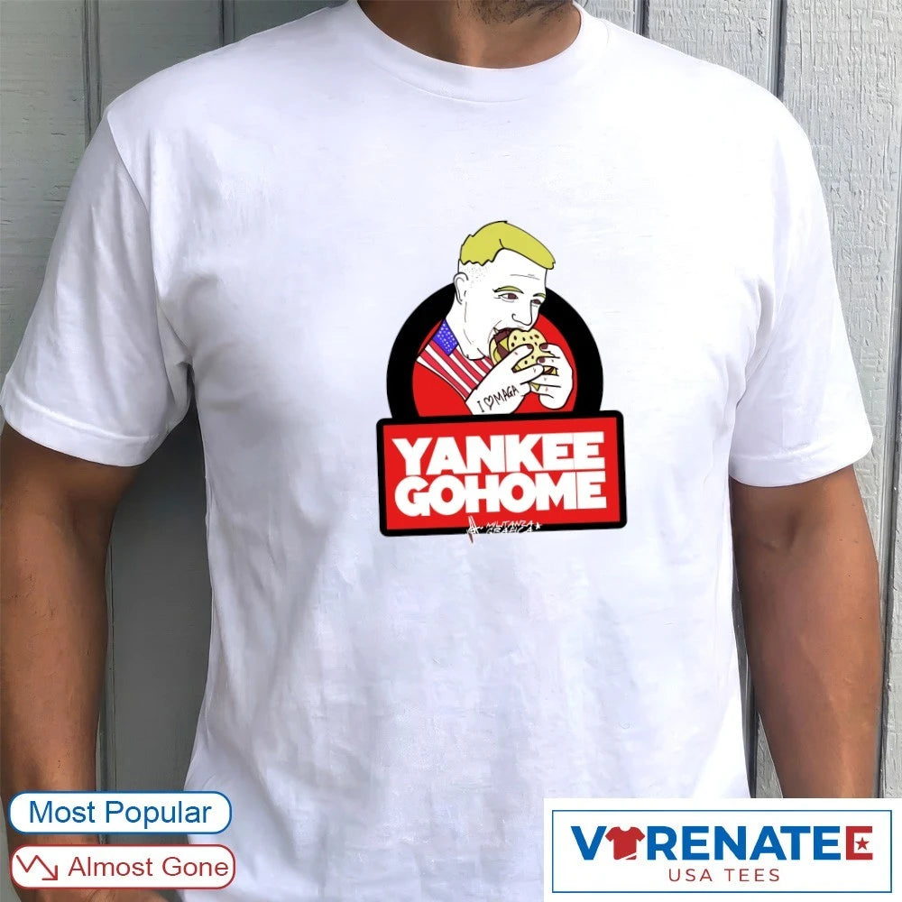 Official MAGA Yankee Go Home Militanza Grafica American flag T-Shirt