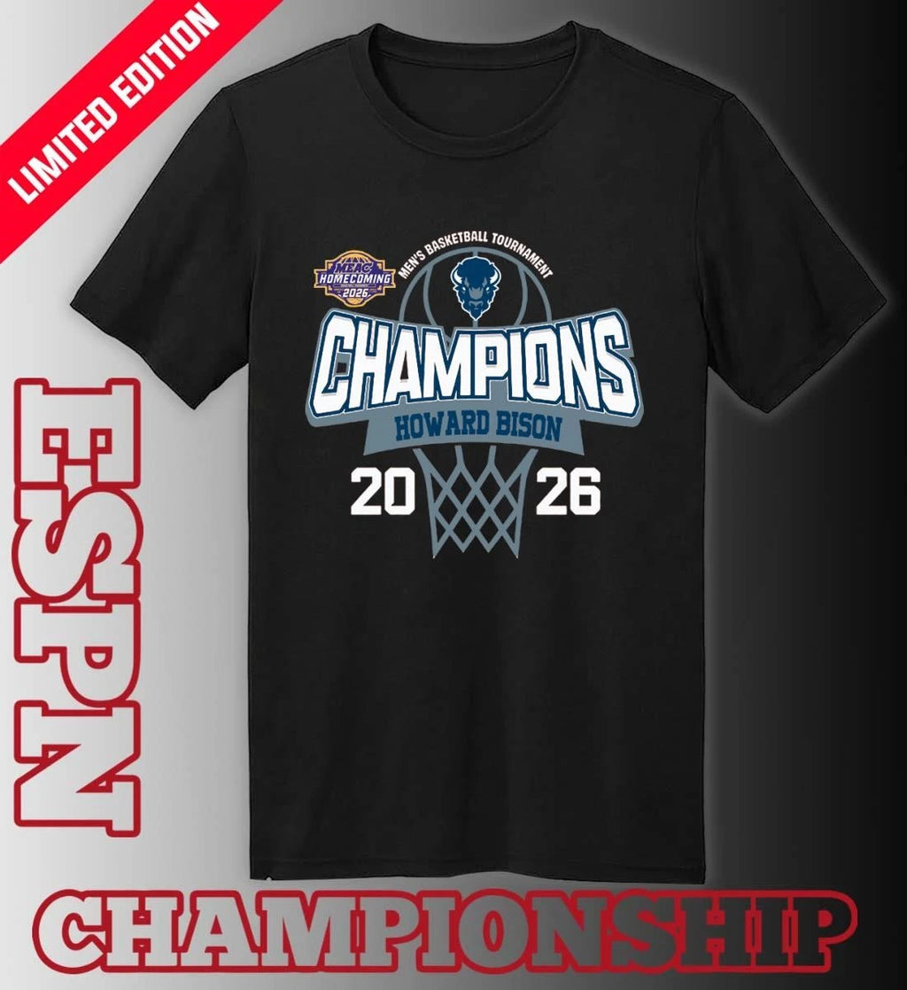 Official MEAC Men’s Basketball Tournament 2026 Champions Howard Bison T-Shirt