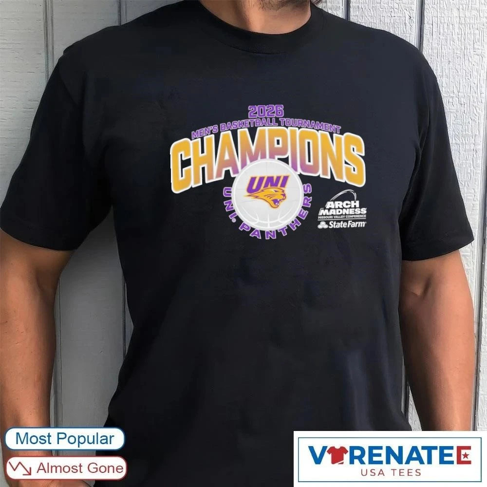 Official MVC Men’s Basketball Tournament Champions Northern Iowa Panthers 2026 Uni Panthers T-Shirt