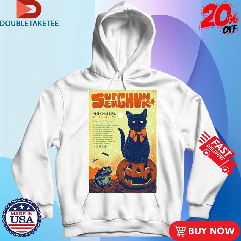 Official Mac Superchunk West Coast Tour 2025 Cat Halloween Shirts