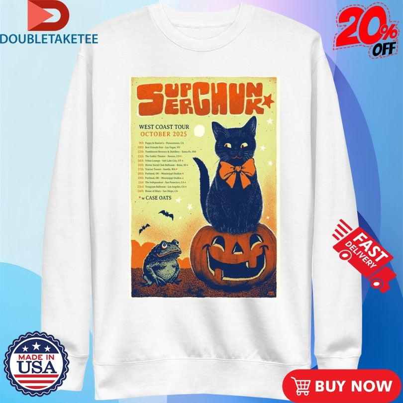 Official Mac Superchunk West Coast Tour 2025 Cat Halloween Shirts