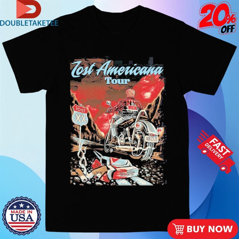 Official Machine Gun Kelly MGK Lost Americana Tour 2025 For Denver Colorado At Ball Arena On November 23 Motor Shirts