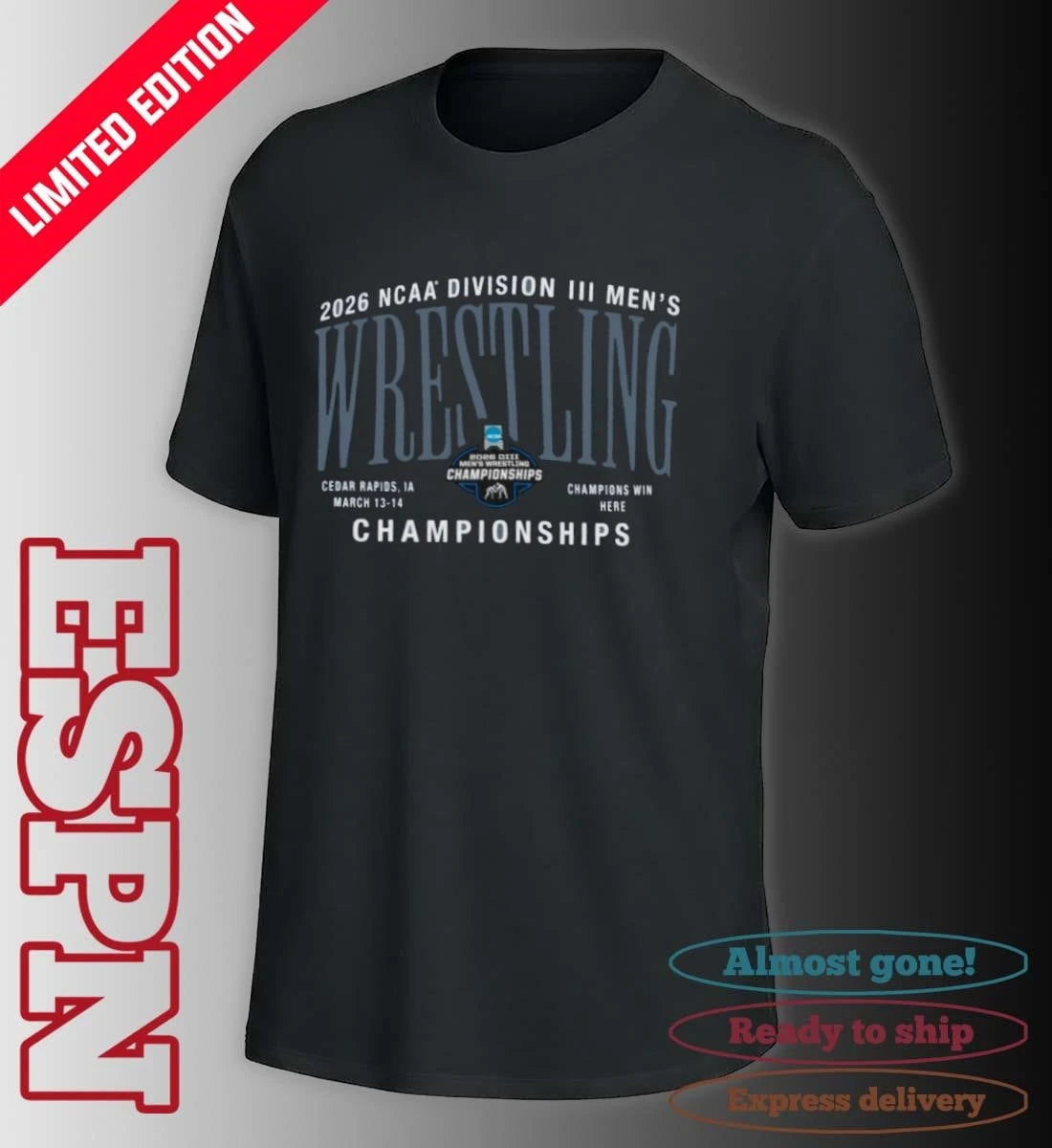 Official March 13-14 2026 NCAA DIII Wrestling Championships T-Shirt
