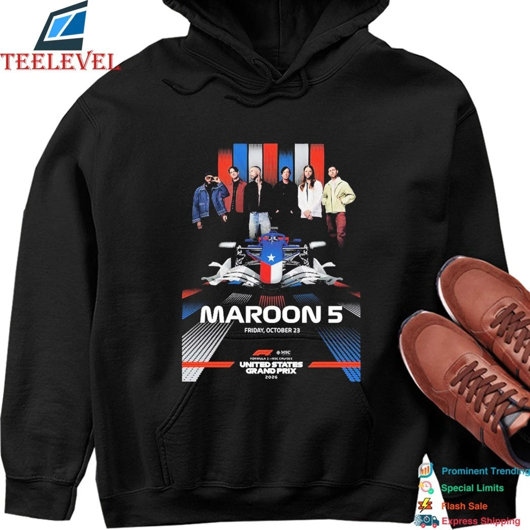 Official Maroon 5 Live At F1 United States Grand Prix 2026 On October 23 2026 Shirts