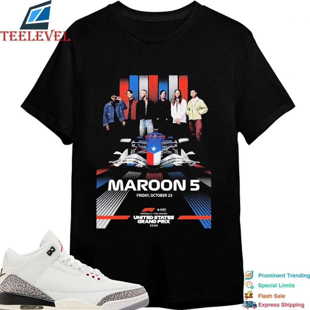 Official Maroon 5 Live At F1 United States Grand Prix 2026 On October 23 2026 Shirts