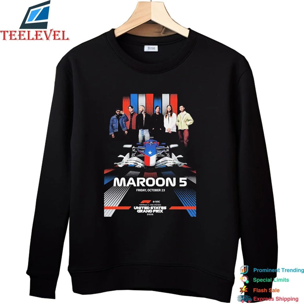 Official Maroon 5 Live At F1 United States Grand Prix 2026 On October 23 2026 Shirts