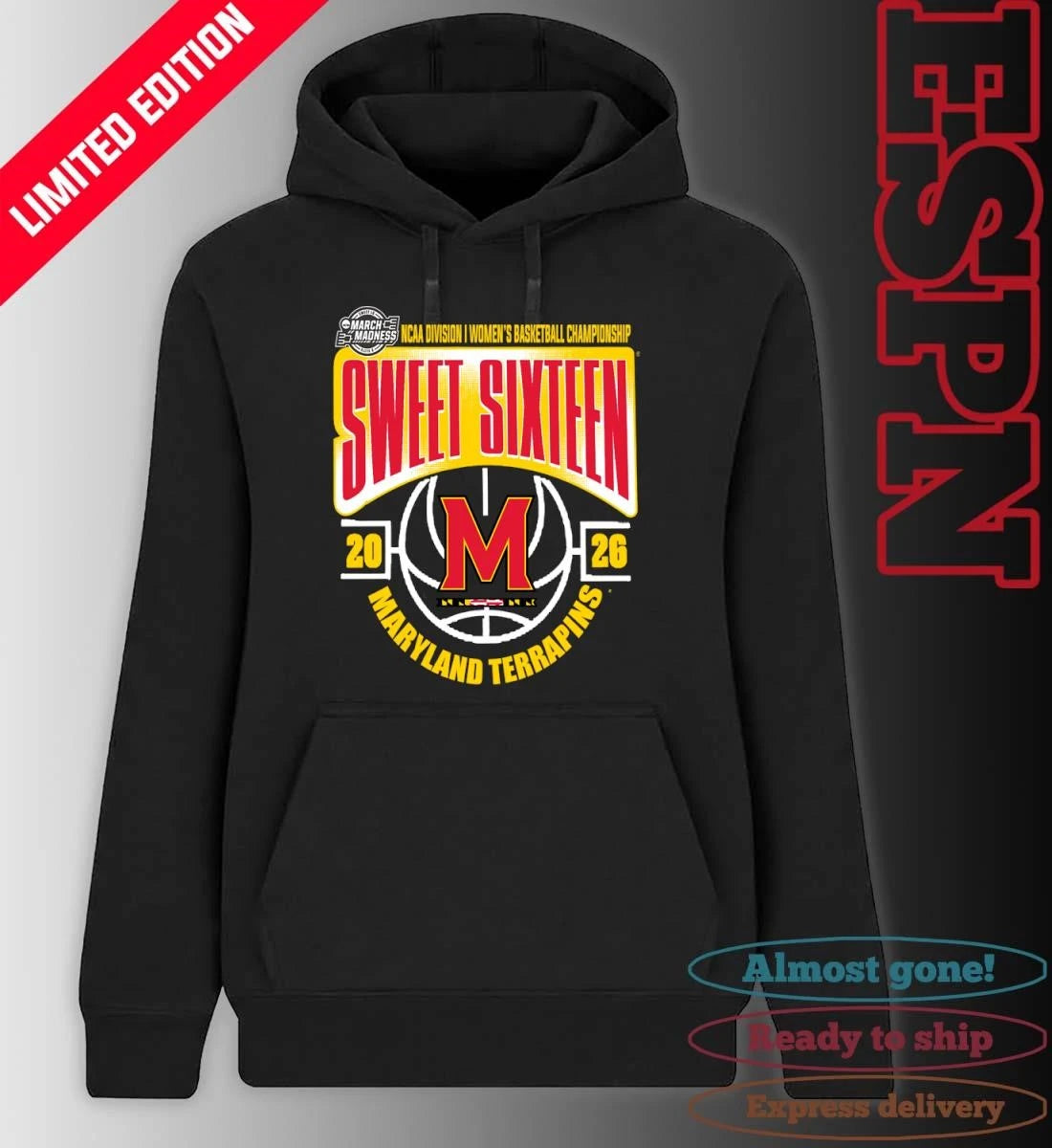 Official Maryland Terrapins Sweet 16 NCAA DI Women’s Basketball Tournament March Madness 2026 T-Shirt