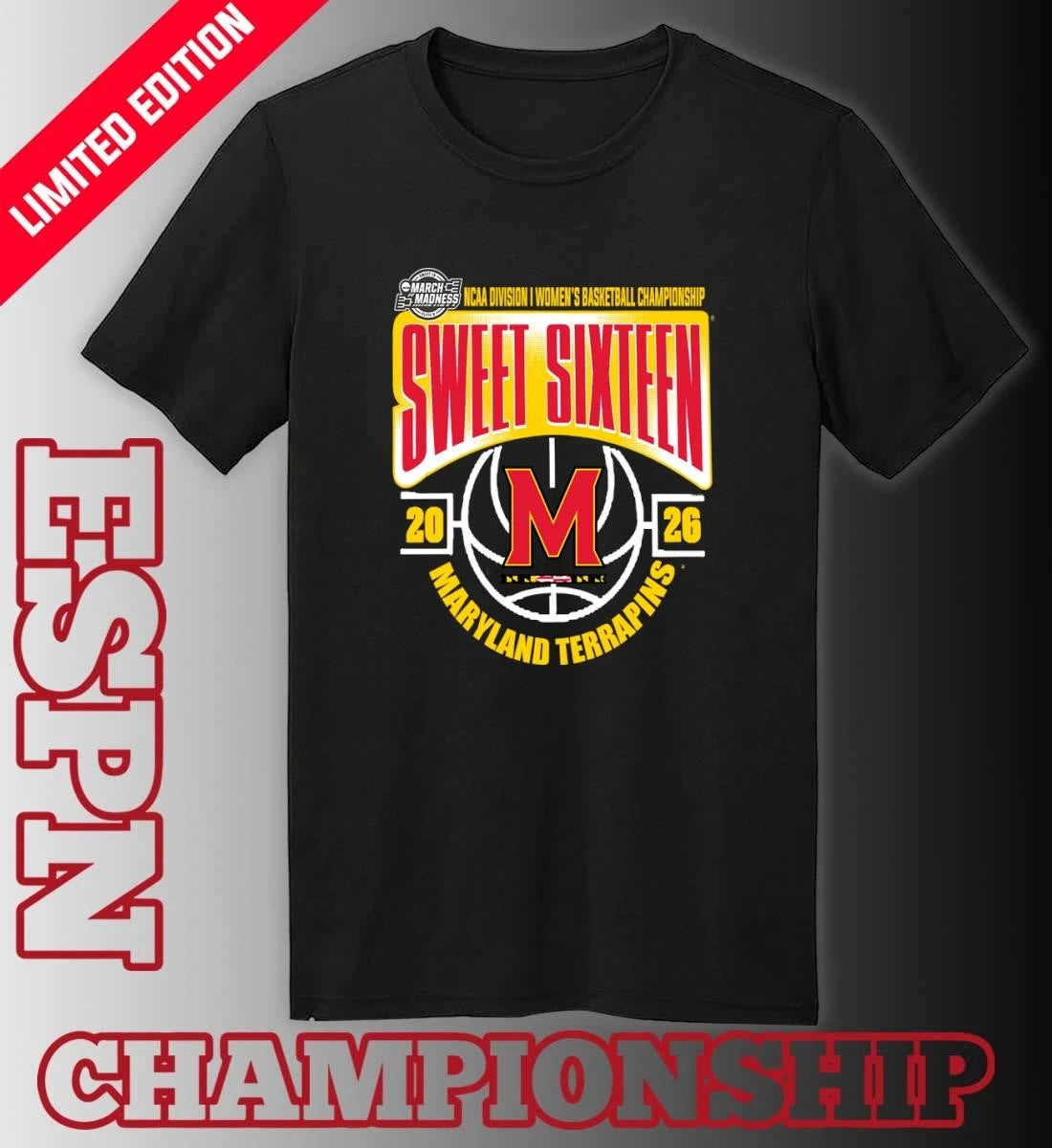 Official Maryland Terrapins Sweet 16 NCAA DI Women’s Basketball Tournament March Madness 2026 T-Shirt