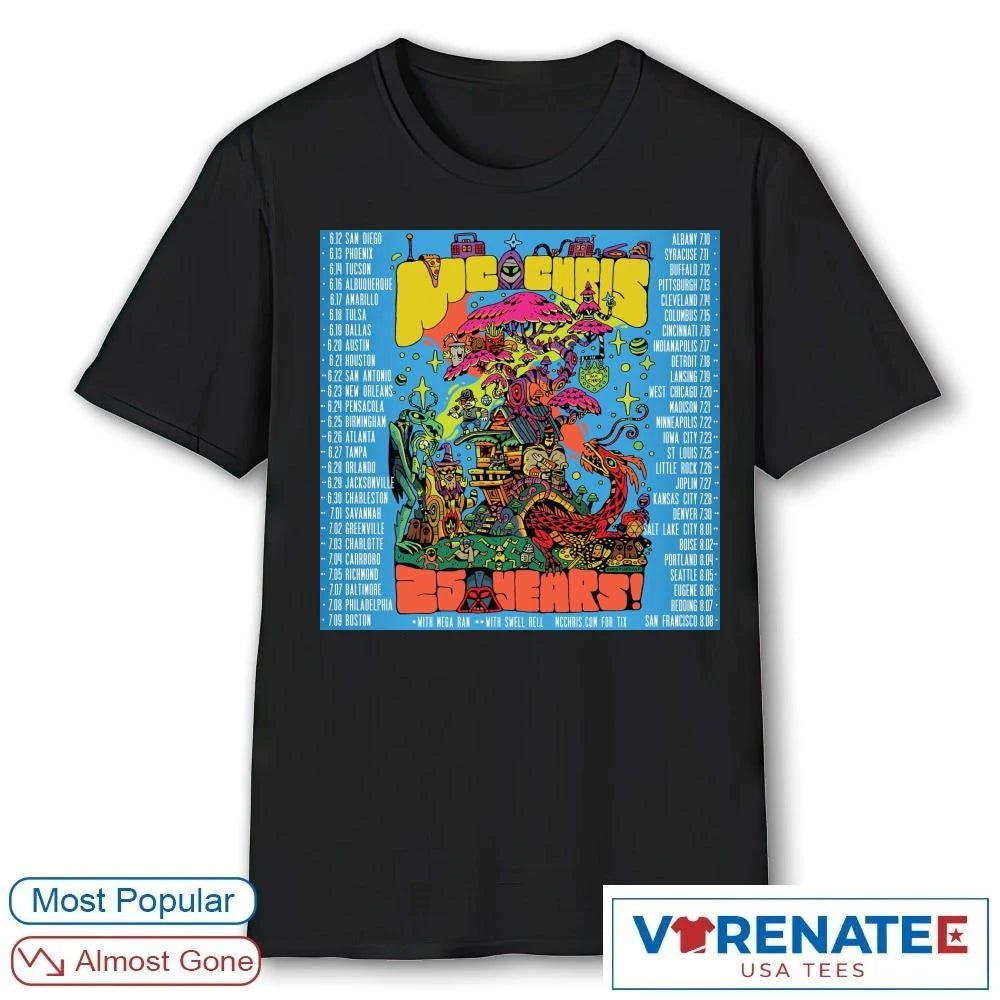 Official Mc Chris Celebrates 25 Years With A New National Tour 2026 Poster T-Shirt