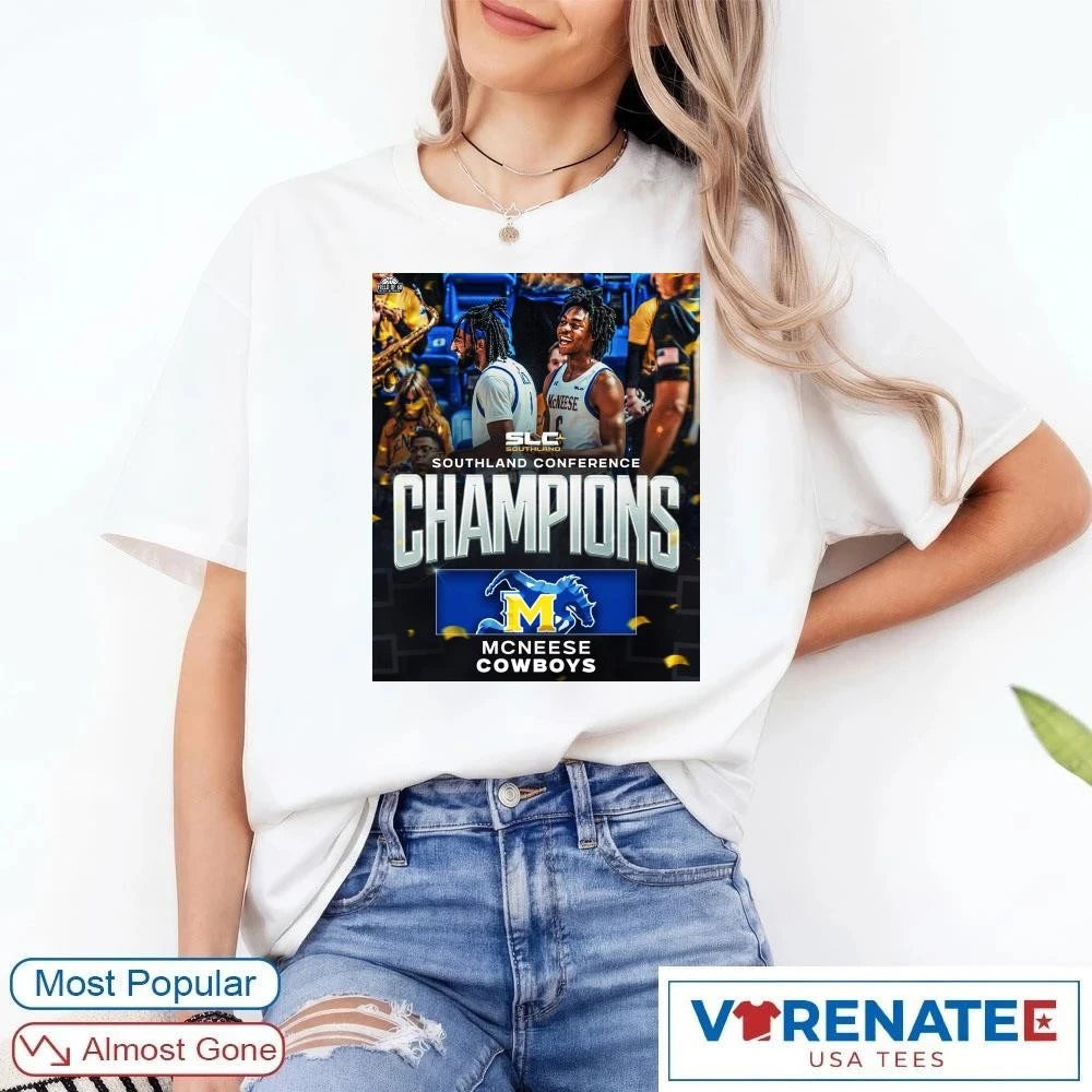 Official McNeese Cowboys Men’s Basketball SLC Southland Conference Champions 2026 Poster T-Shirt