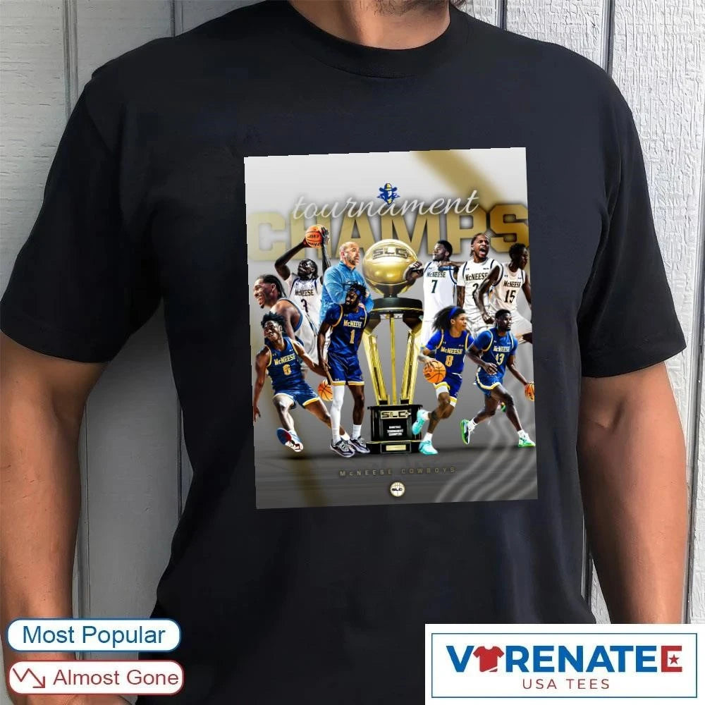 Official McNeese Cowboys Southland Men’s Basketball Tournament Champs Poster T-Shirt