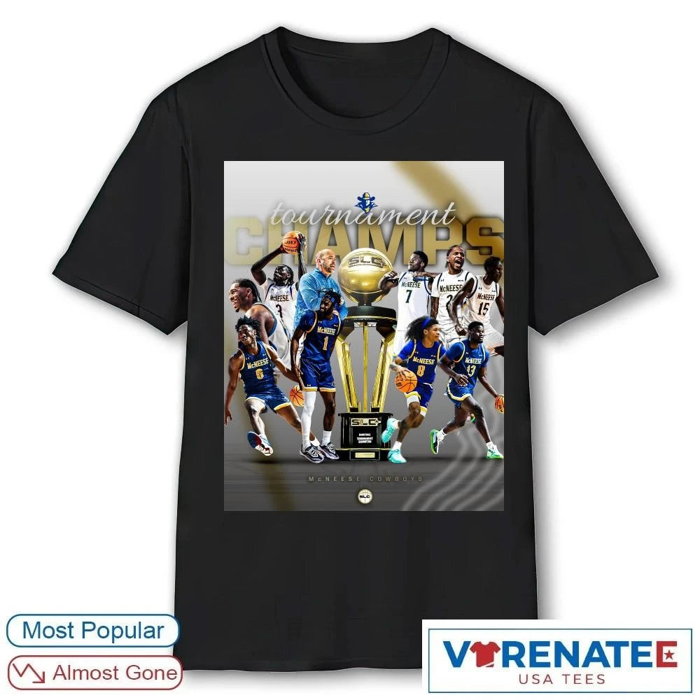 Official McNeese Cowboys Southland Men’s Basketball Tournament Champs Poster T-Shirt