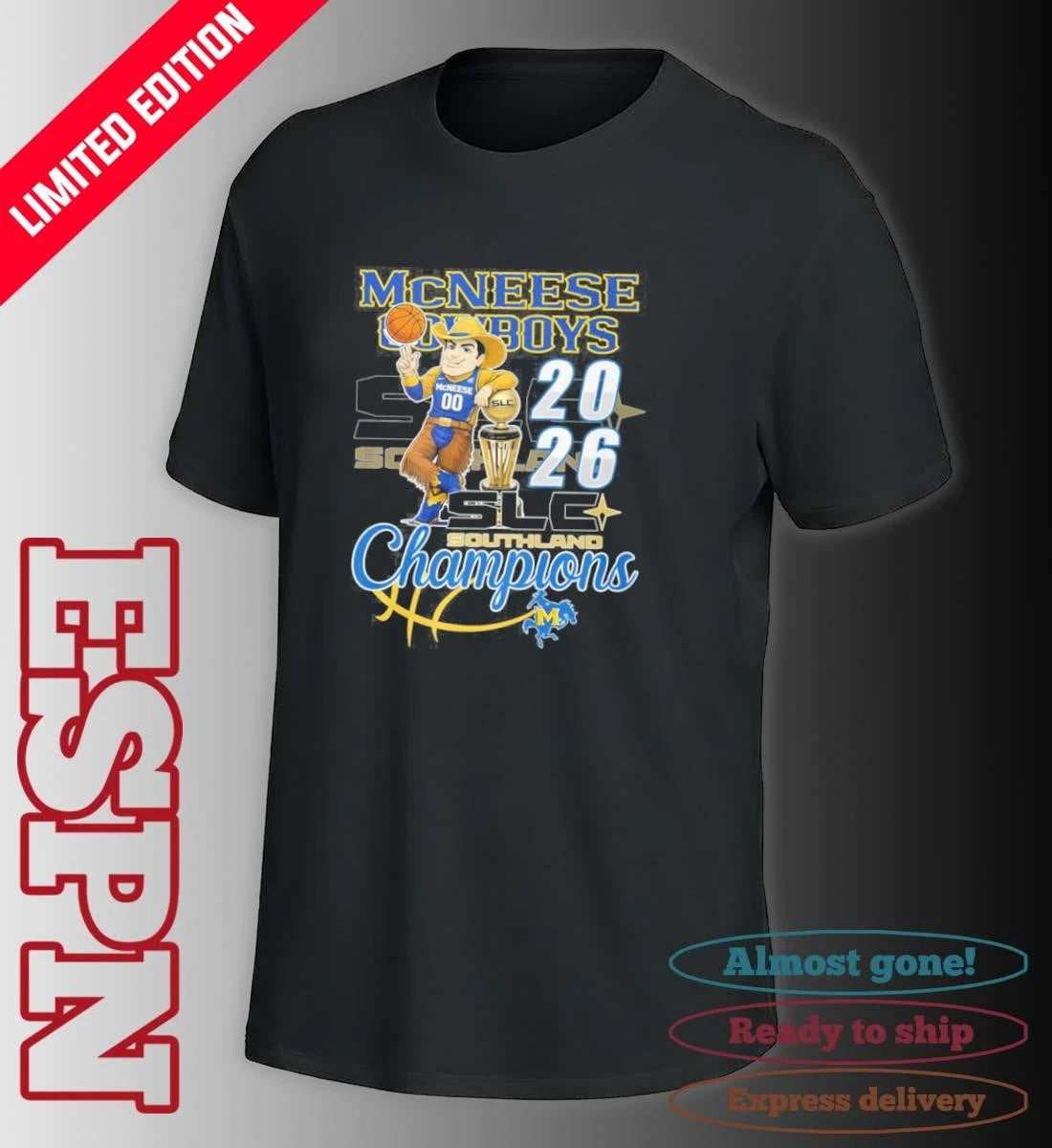 Official Mcneese State Cowboys Mascot 2026 Southland Men’s Basketball Champions Shirt