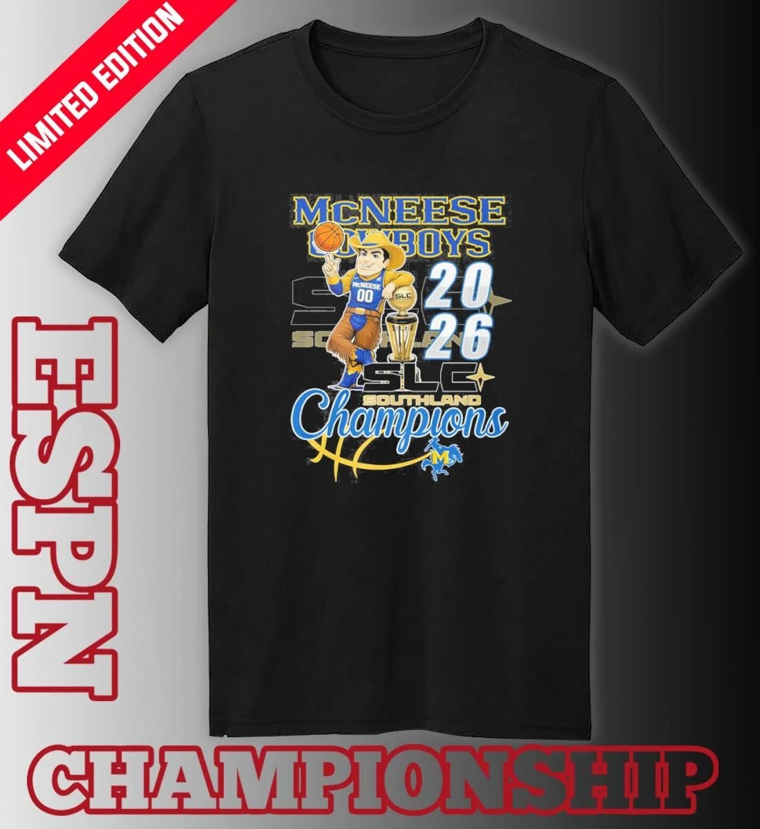 Official Mcneese State Cowboys Mascot 2026 Southland Men’s Basketball Champions Shirt