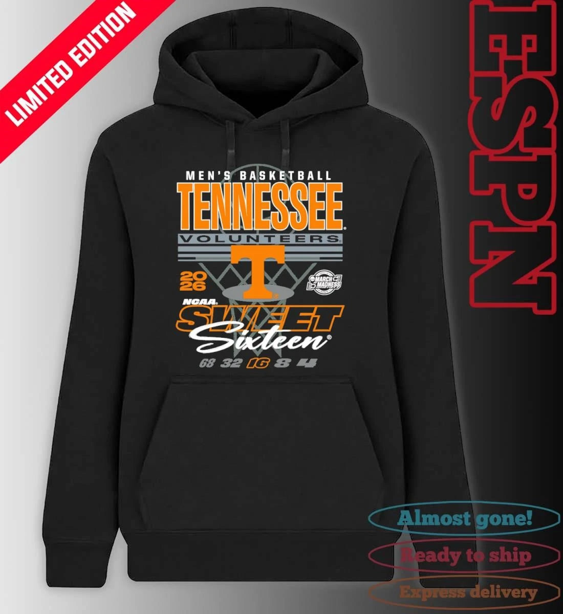 Official Men’s Basketball Sweet Sixteen Tennessee Volunteers Shirt