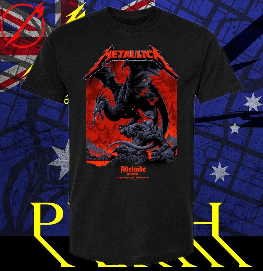 Official Metallica M72 Adelaide Pop-Up T-Shirt Ken Adelaide Australia Oval Taylor Design T-Shirt