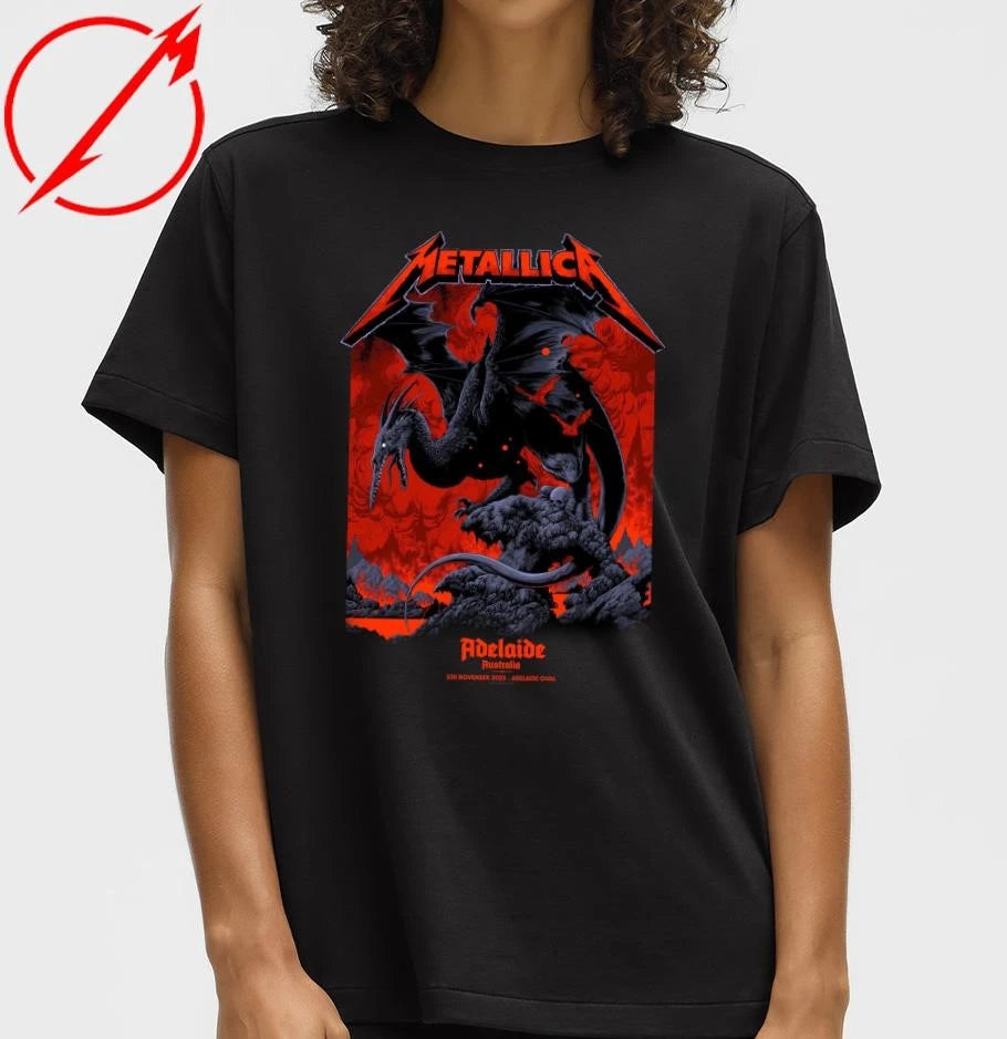Official Metallica M72 Adelaide Pop-Up T-Shirt Ken Adelaide Australia Oval Taylor Design T-Shirt