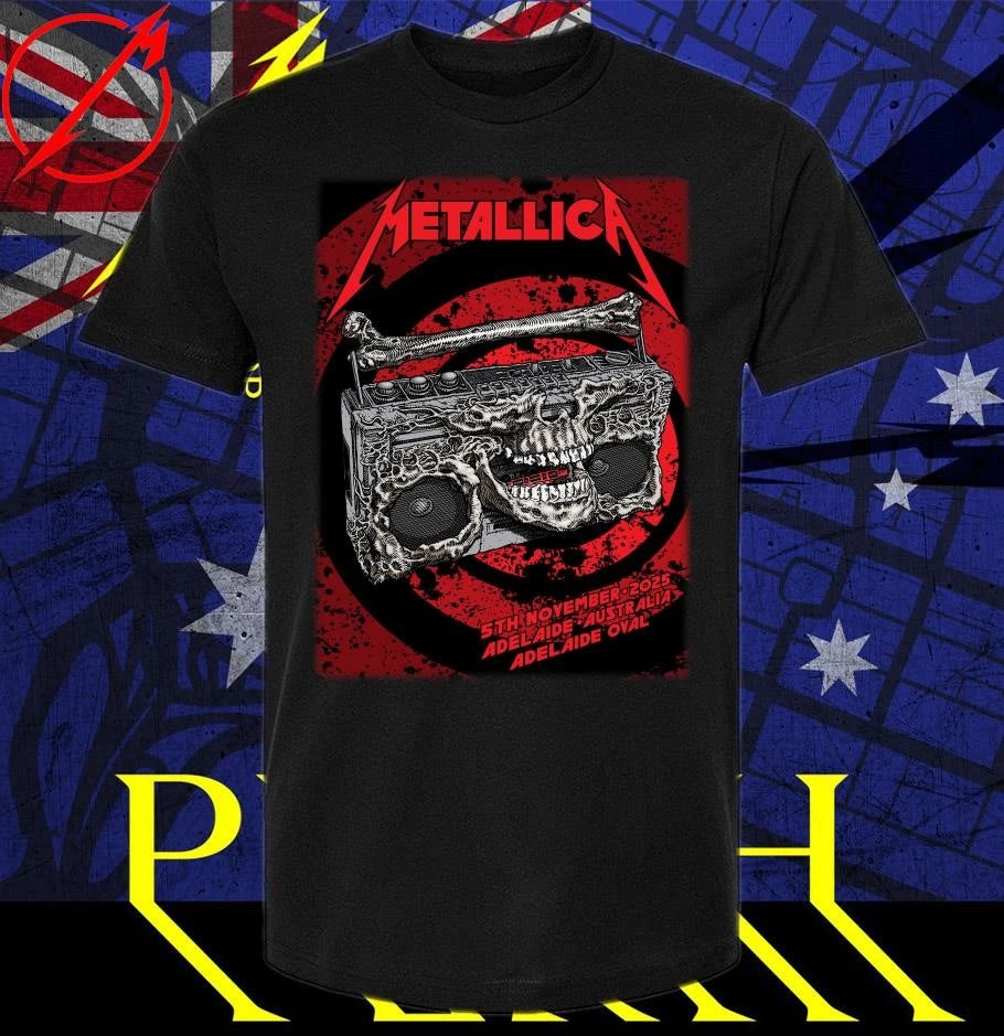 Official Metallica M72 Adelaide Poster Artwork By Glenno Smith On November 5th 2025 At Adelaide Oval Australia Merch T-Shirt