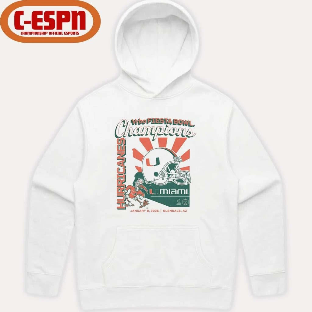Official Miami Football CFP Fiesta Bowl Champions T-Shirt