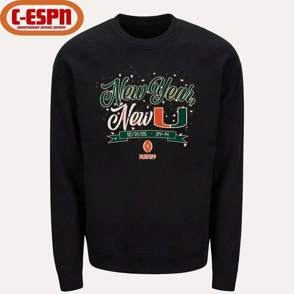 Official Miami Football CFP New Year, New U Score Shirt