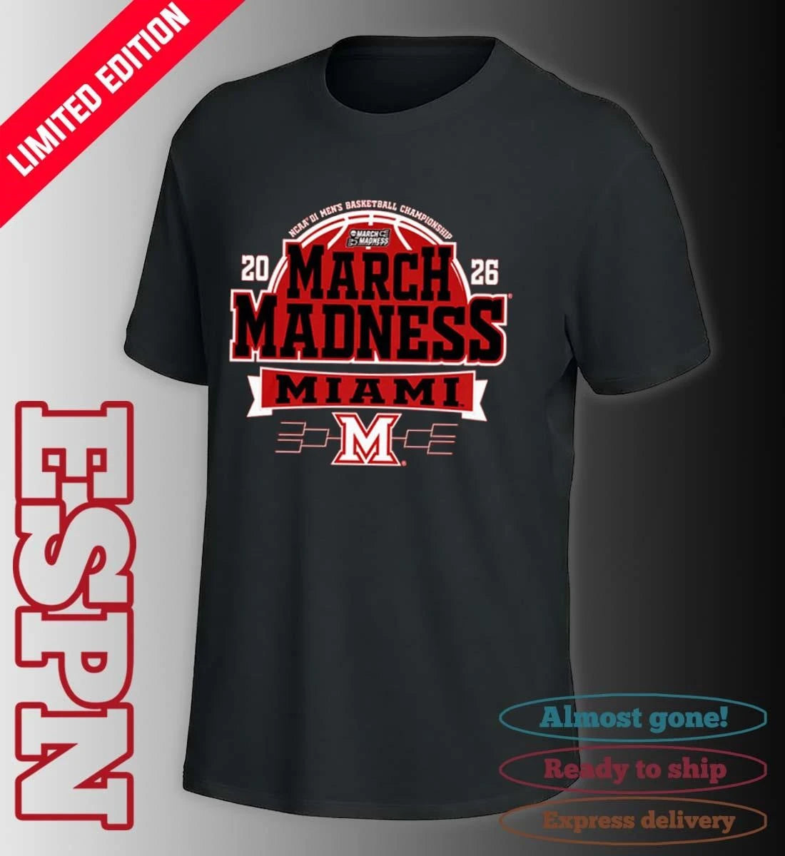 Official Miami RedHawks 2026 NCAA Men’s Basketball March Madness Bound Shirt