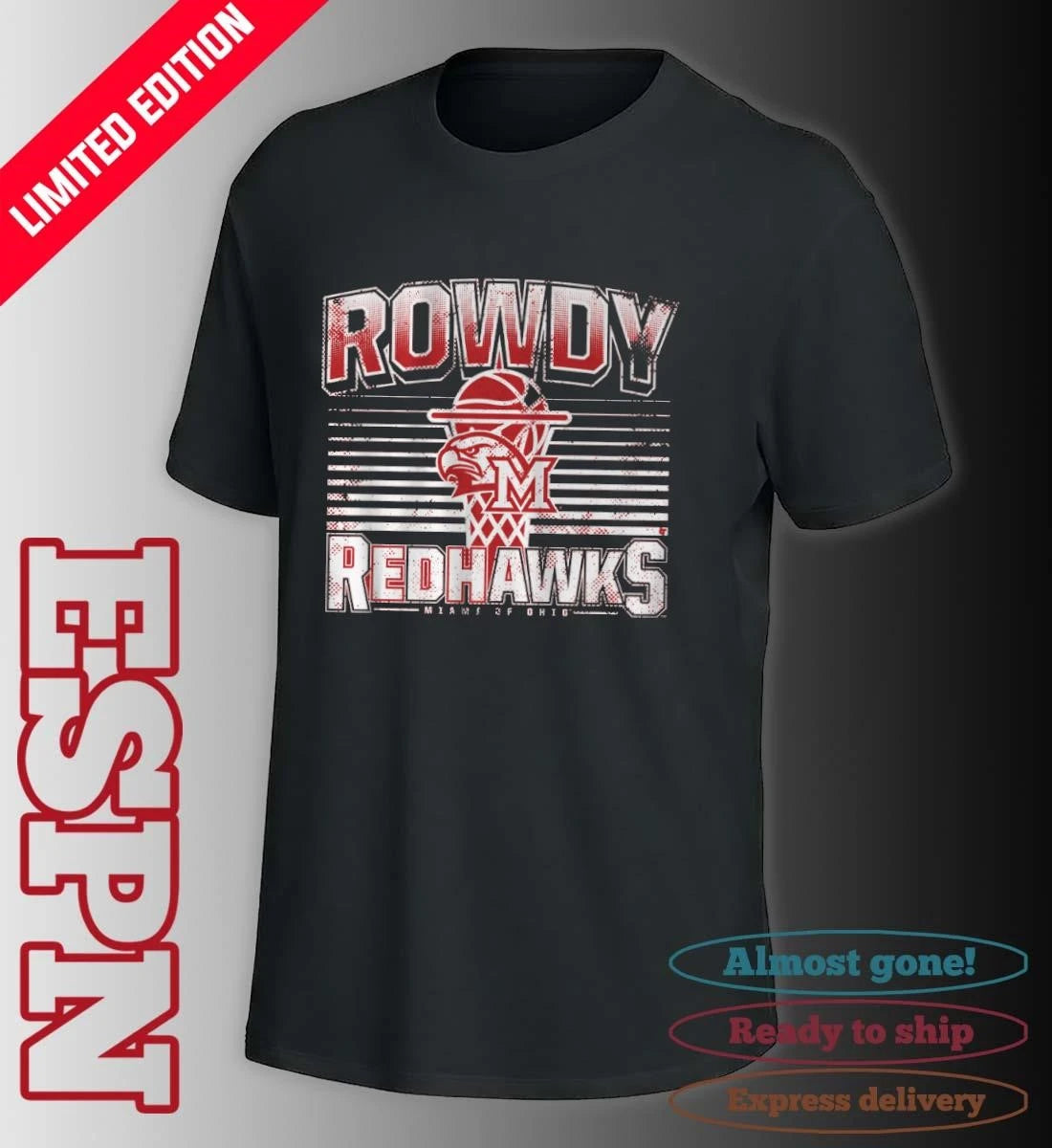 Official Miami RedHawks Basketball Rowdy RedHawks Shirt