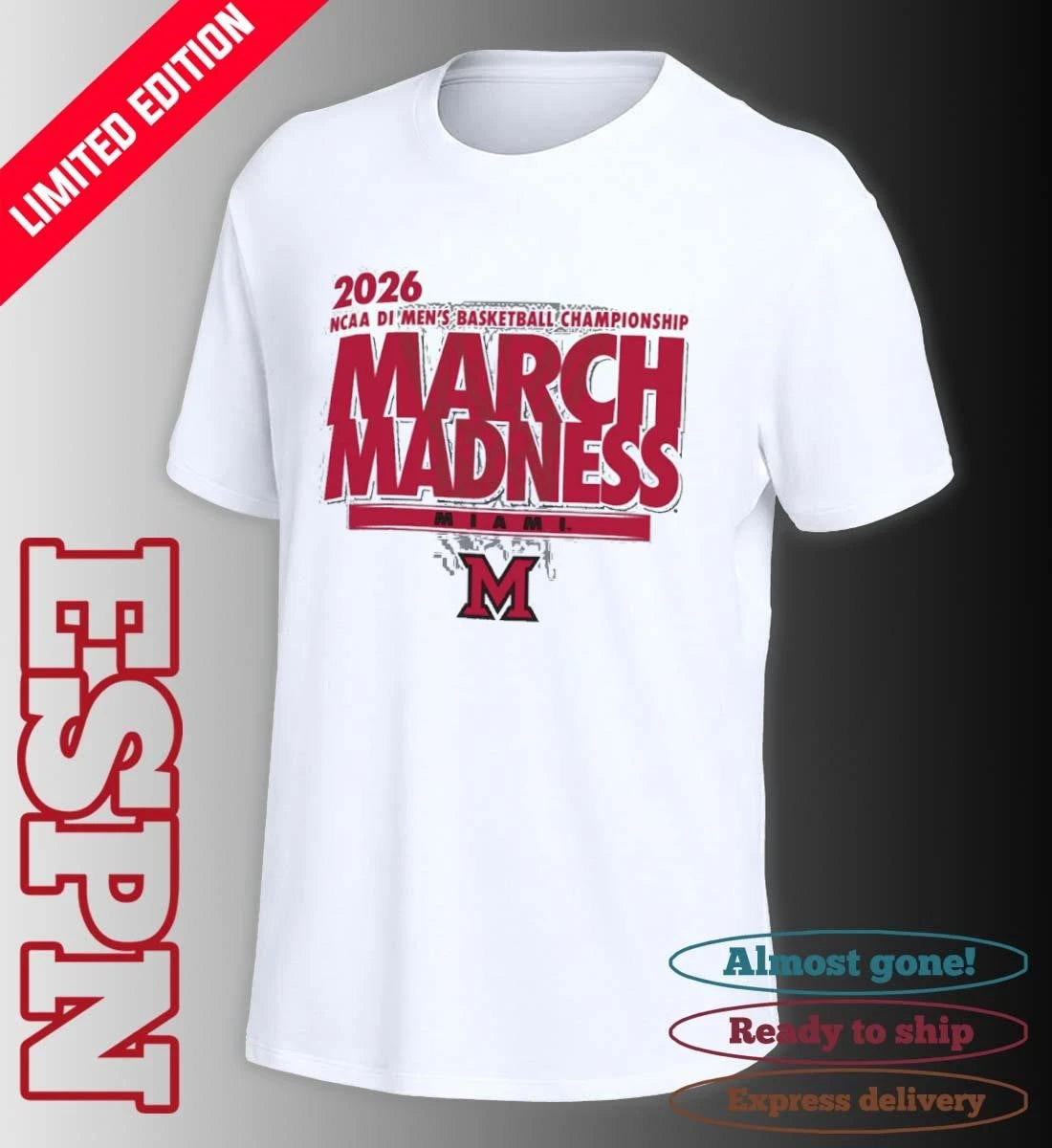 Official Miami Redhawks 2026 NCAA DI Basketball March Madness – First Four Shirt