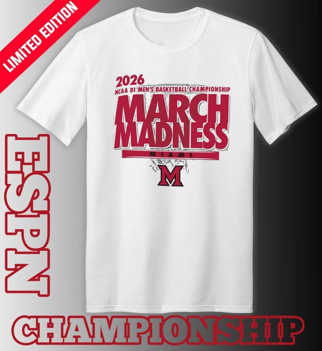 Official Miami Redhawks 2026 NCAA DI Basketball March Madness – First Four Shirt