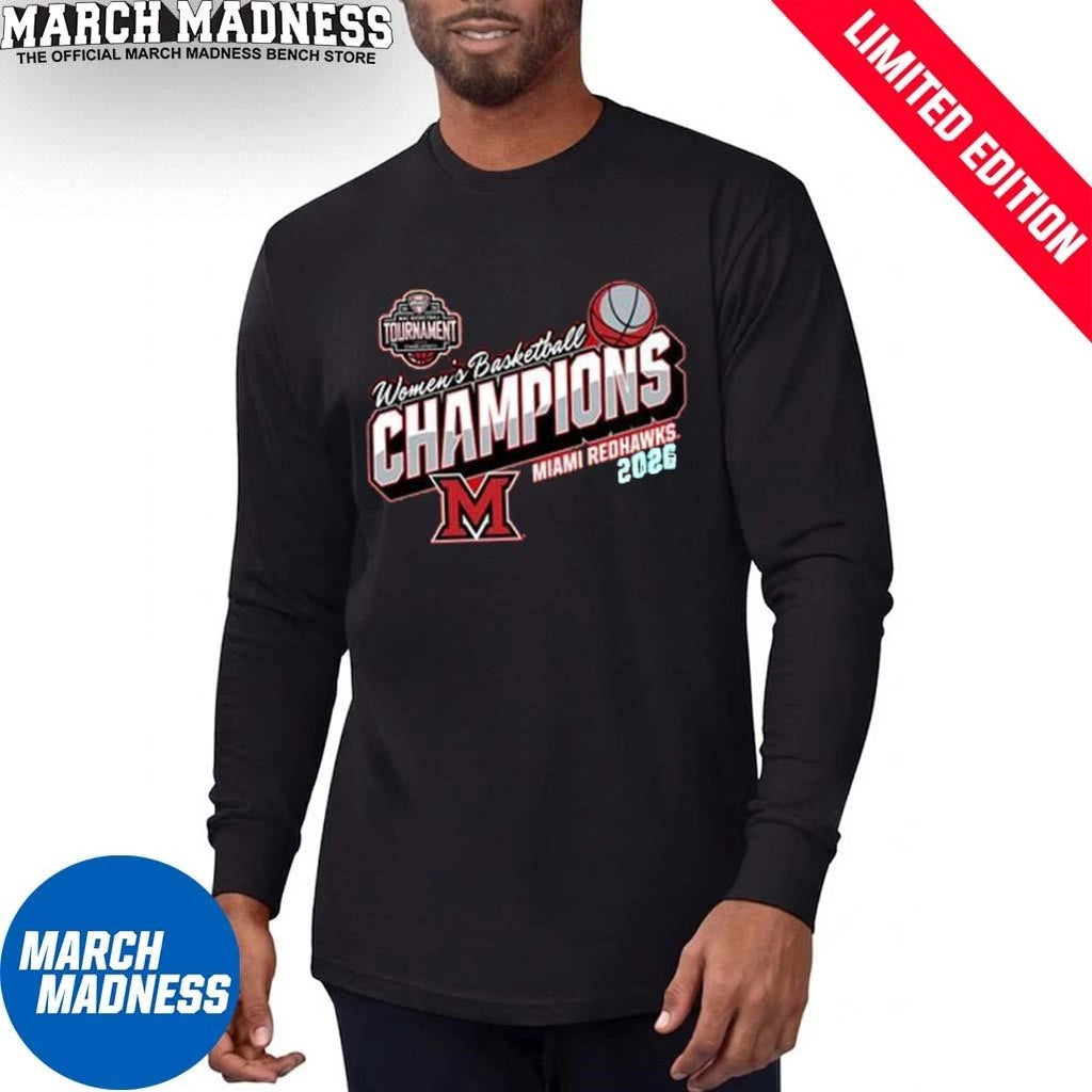 Official Miami Redhawks Women’s Basketball MAC Tournament Champions 2026 T-Shirt