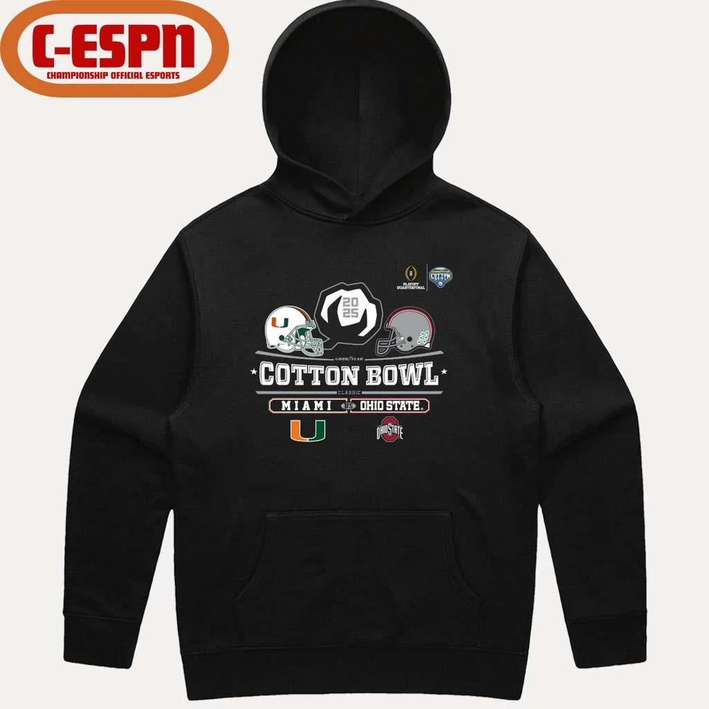 Official Miami Vs Ohio State 2025 Cotton Bowl Helmet Logo December 31 T-Shirt