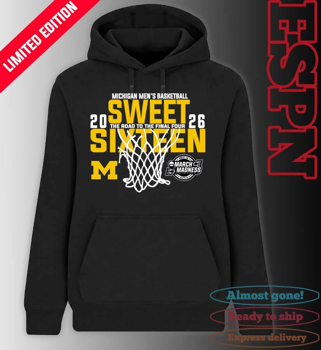 Official Michigan Men’s Basketball 2026 Sweet Sixteen The Road To The Final Four Shirt