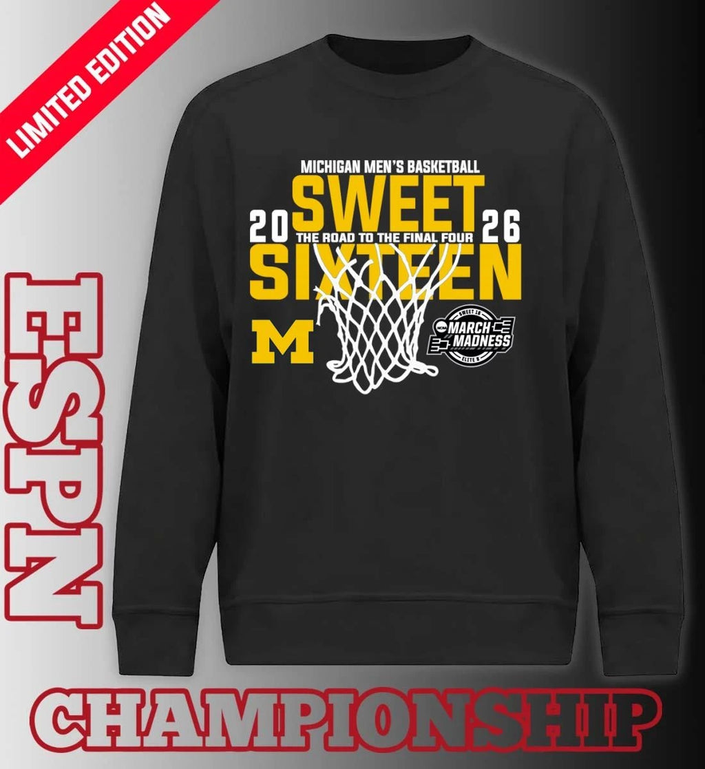 Official Michigan Men’s Basketball 2026 Sweet Sixteen The Road To The Final Four Shirt