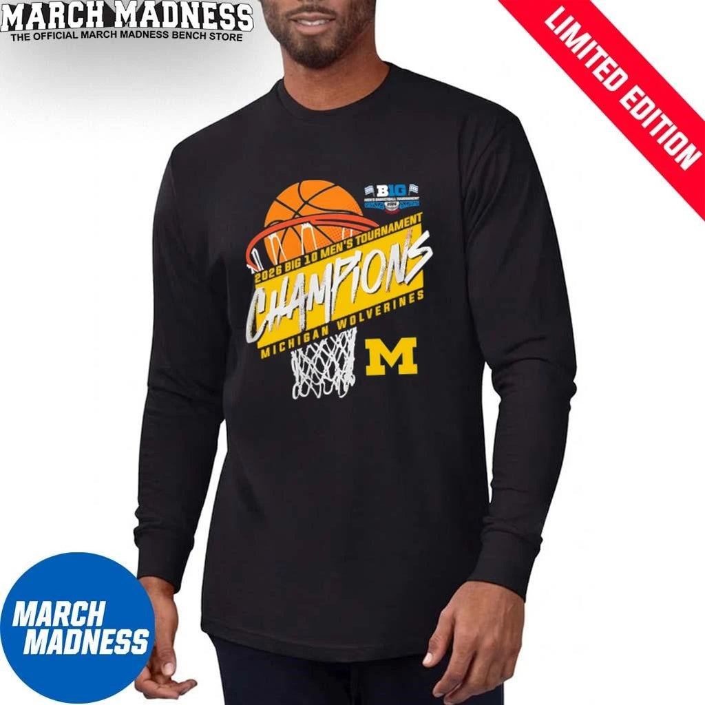 Official Michigan Men’s Basketball Big 10 Tournament Champions Basket T-Shirt