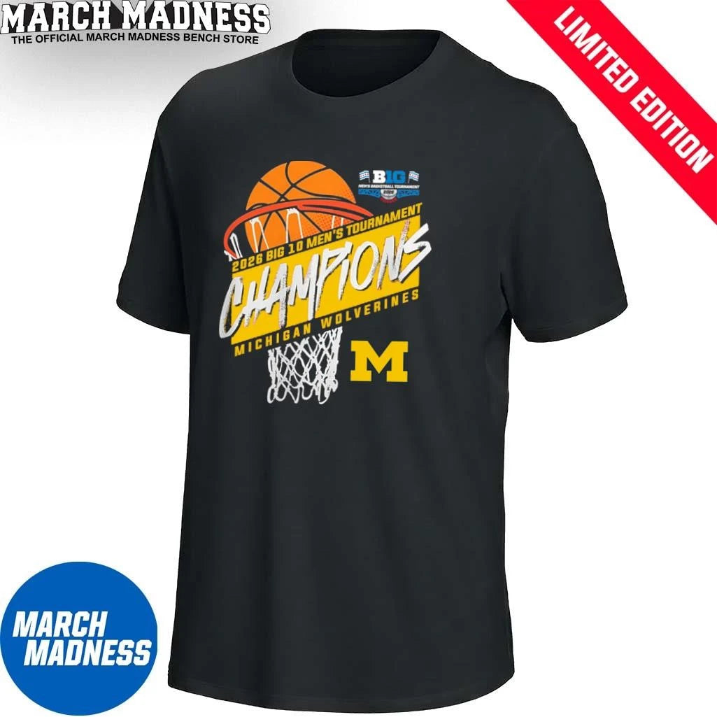 Official Michigan Men’s Basketball Big 10 Tournament Champions Basket T-Shirt