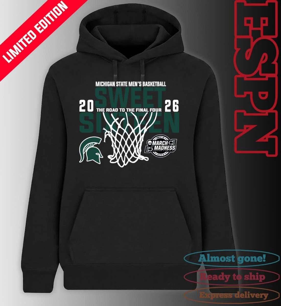 Official Michigan State Men’s Basketball 2026 Sweet Sixteen The Road To The Final Four Shirt