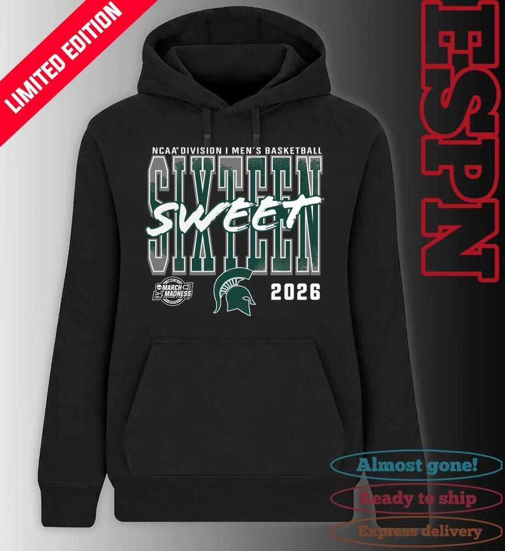 Official Michigan State Spartans 2026 NCAA Men’s Basketball Tournament March Madness Sweet 16 T-Shirt