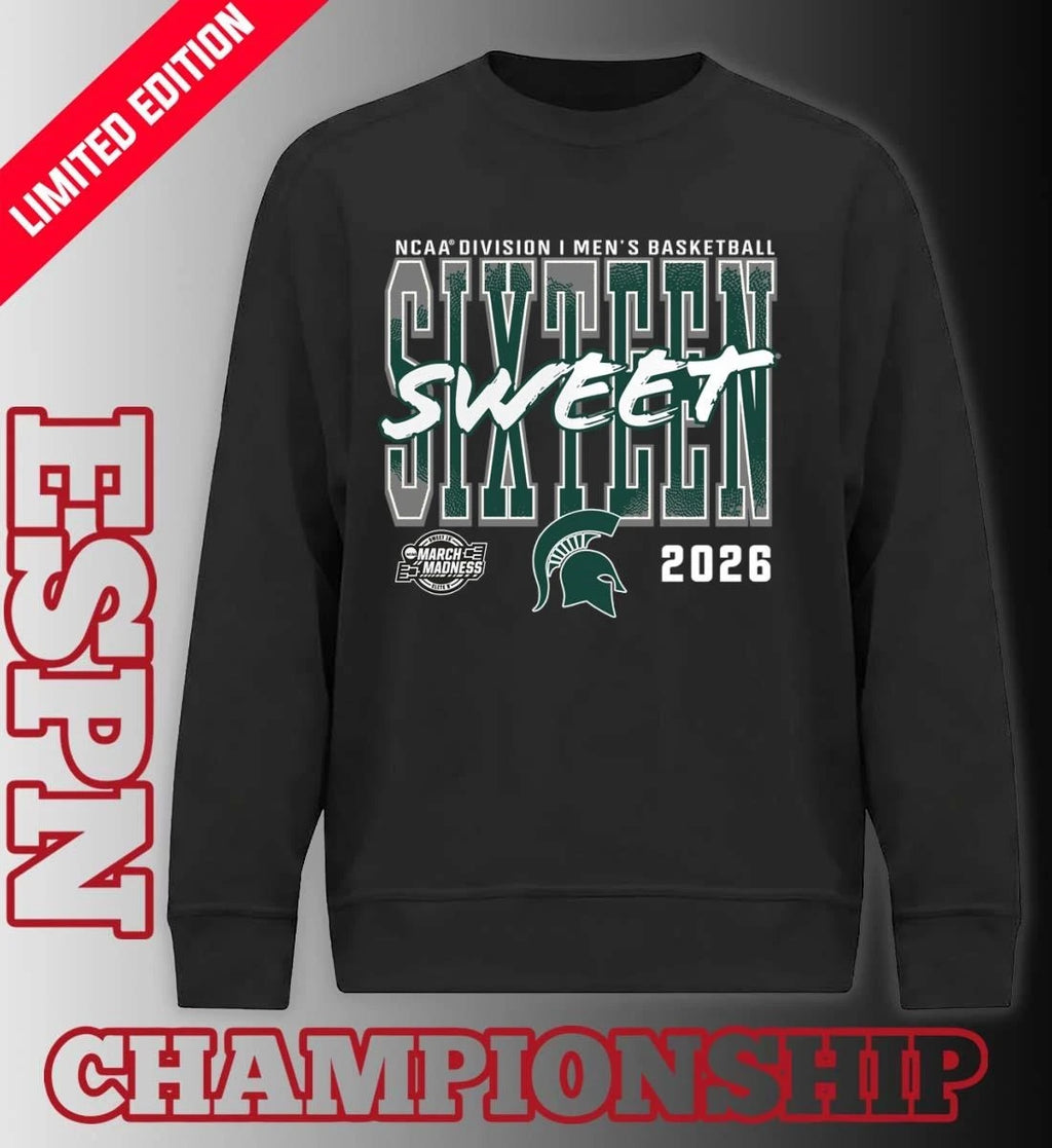 Official Michigan State Spartans 2026 NCAA Men’s Basketball Tournament March Madness Sweet 16 T-Shirt