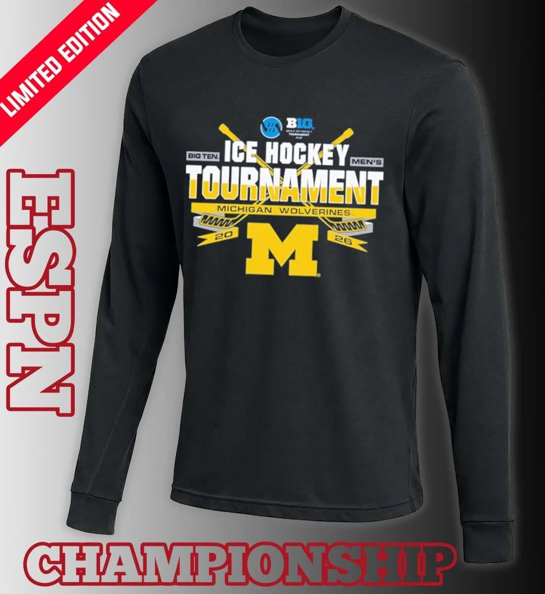 Official Michigan Wolverines 2026 Big Ten Hockey Championship Participant shirt