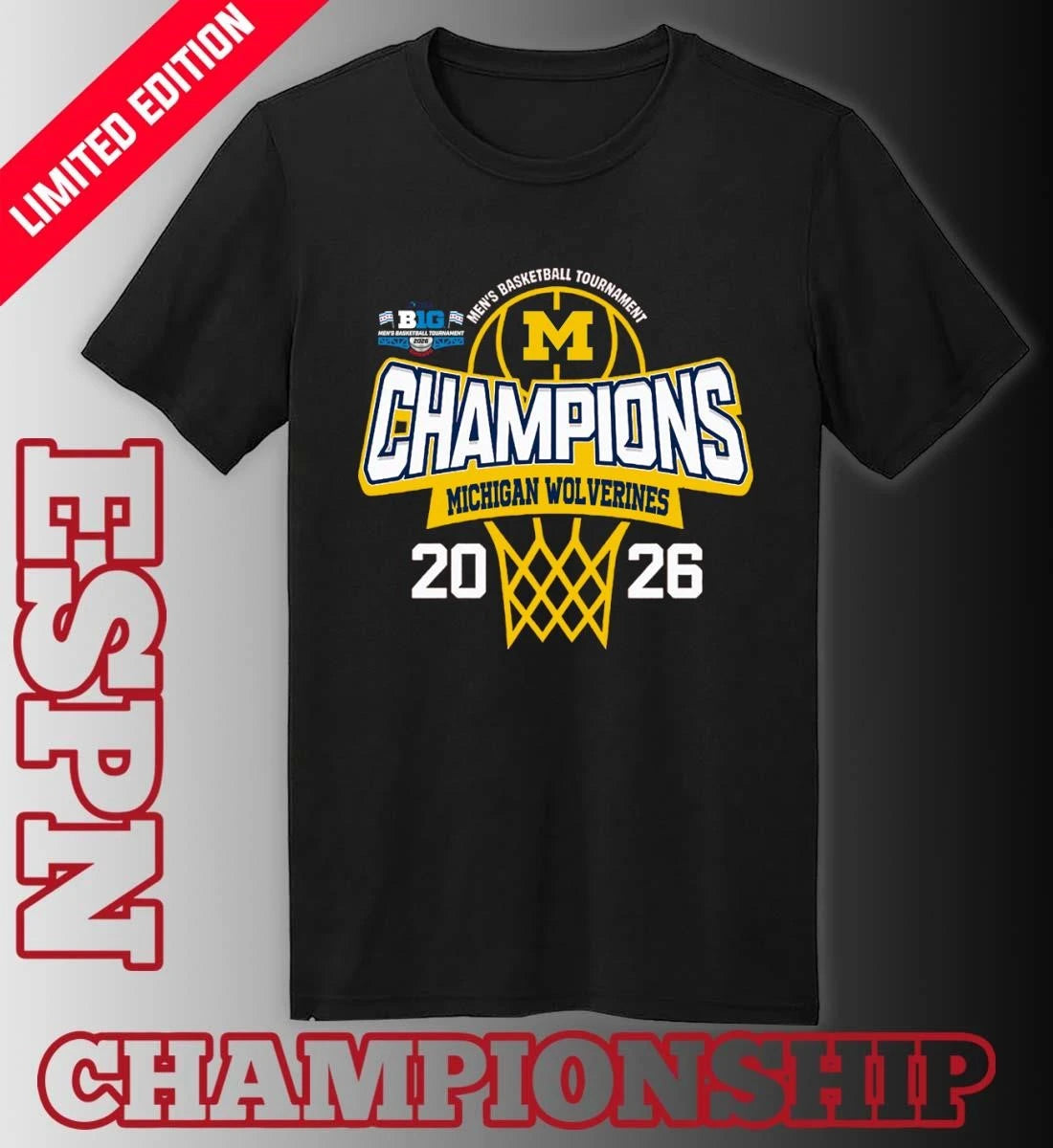 Official Michigan Wolverines 2026 Big Ten Men’s Basketball Tournament Champions Shirt