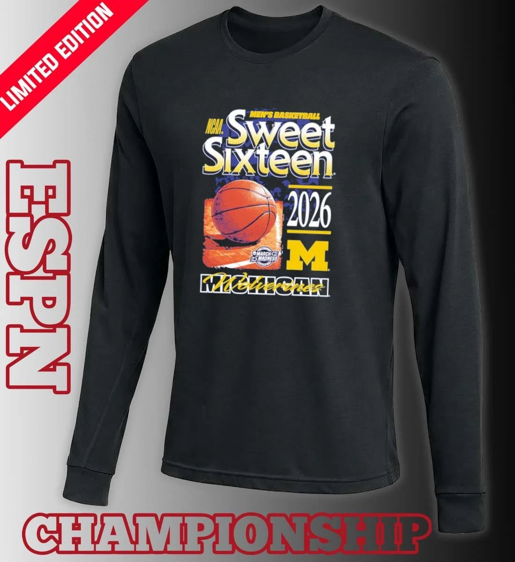 Official Michigan Wolverines 2026 NCAA March Madness Sweet 16 Bound Shirt