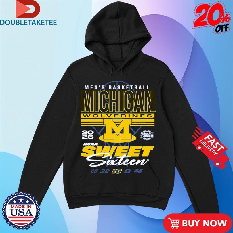 Official Michigan Wolverines 2026 NCAA Men’s Basketball March Madness Sweet 16 Bound Net Shirts