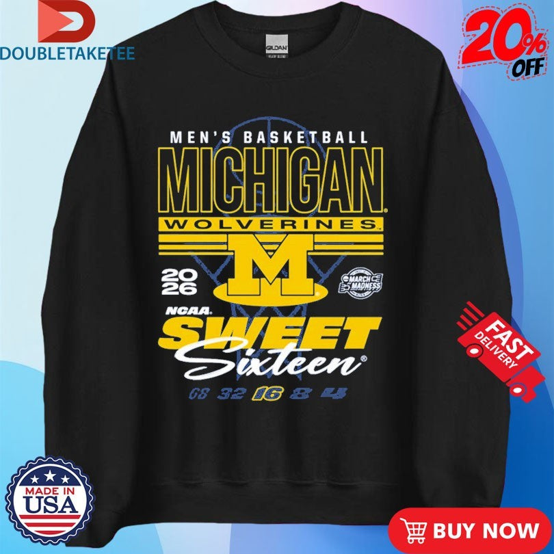 Official Michigan Wolverines 2026 NCAA Men’s Basketball March Madness Sweet 16 Bound Net Shirts